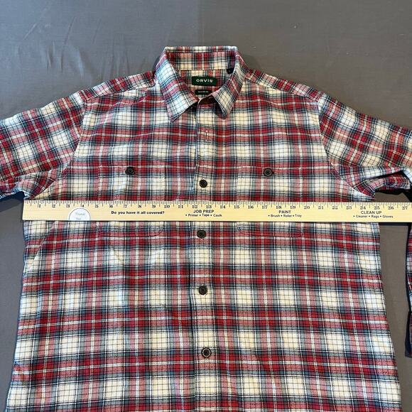 ORVIS Men's Perfect Classic Fit Flannel Plaid Shirt - Size L - Red White Gray - Picture 3 of 9
